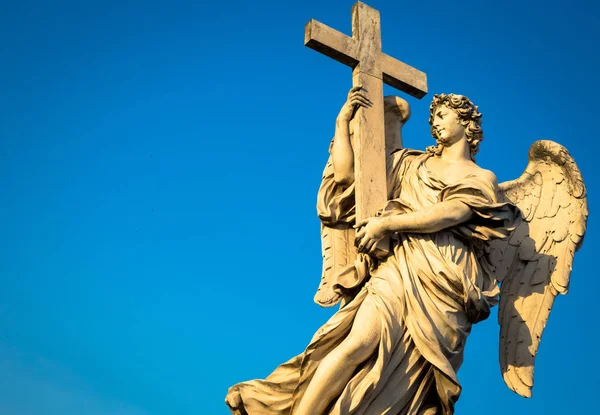 Рим Статуя Ангела Мосту Перед Замком Сант Анджело Понятие Полезное — стоковое фото