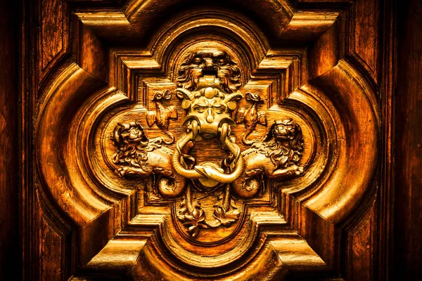 Detal Drzwi Diabeł Turyn Włochy Położony Vittorio Alfieri Dnia Około — Zdjęcie stockowe