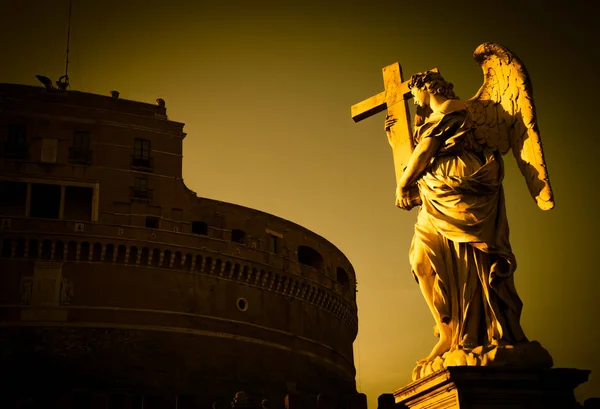 Rome Statue Angel Bridge Front Castel Sant Angelo Conceptual Useful — Stock Photo, Image