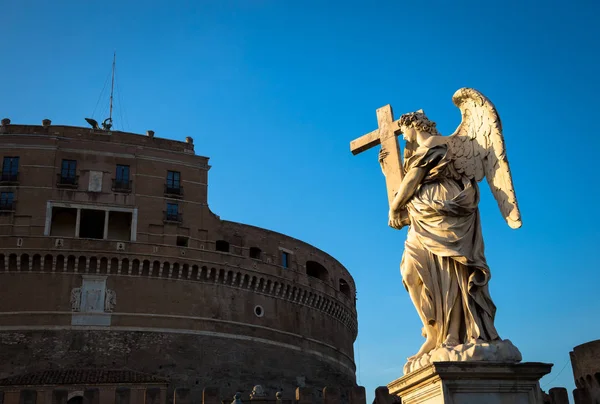 Rome Statue Angel Bridge Front Castel Sant Angelo Conceptual Useful — Stock Photo, Image