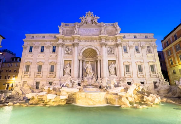 Rzym Włochy Fontanna Trevi Nocy Arcydzieło Włoskiej Klasycznej Architektury Barokowej — Zdjęcie stockowe