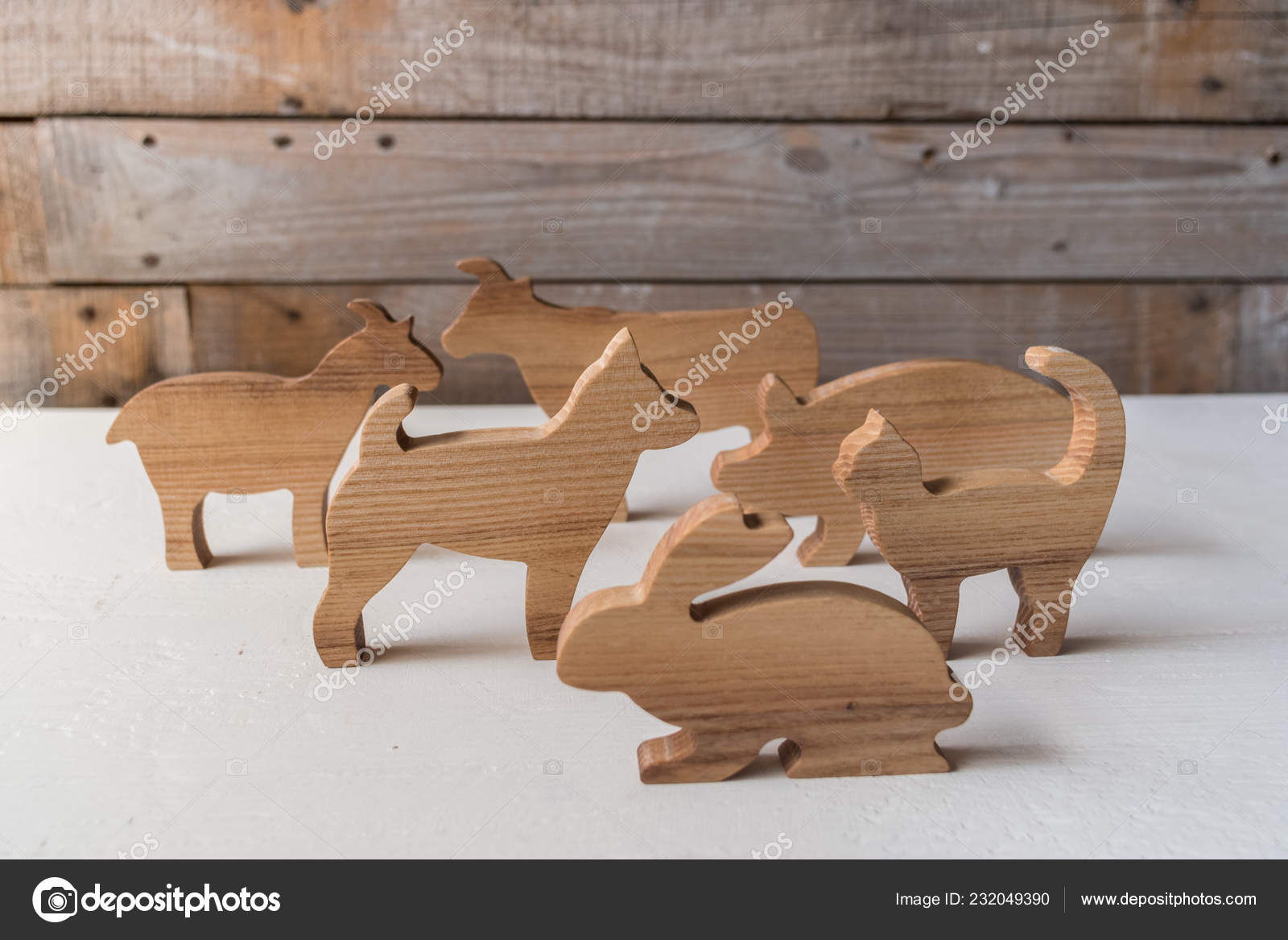 wooden farm animals