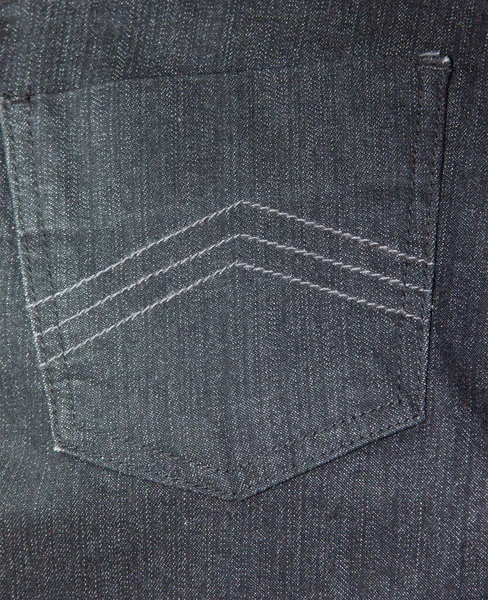 Textura Bolso Jeans Preto Com Direção Diferente Costura — Fotografia de Stock