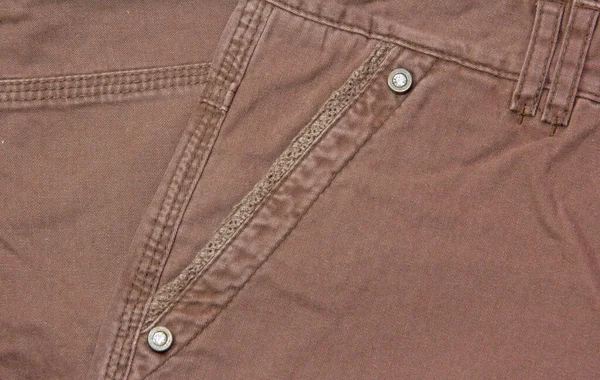 Texture Brown Light Jeans Pocket Different Direction Stitching — Stock Photo, Image