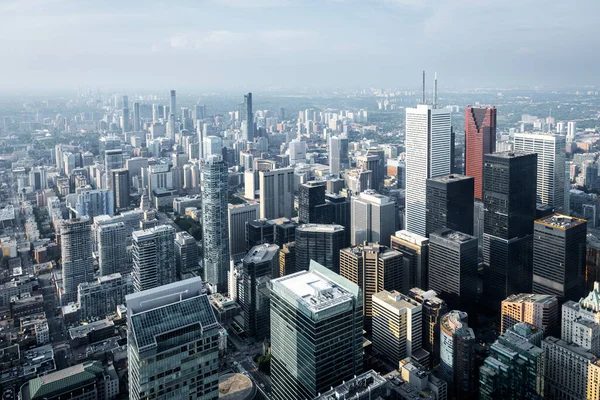 Вид Воздуха Современные Небоскребы Офисные Здания Финансовом Районе Торонто Онтарио — стоковое фото