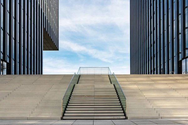 Wide Stairway Two Modern Office Buildings Medienhafen Media Harbour Dusseldorf — Stock Photo, Image