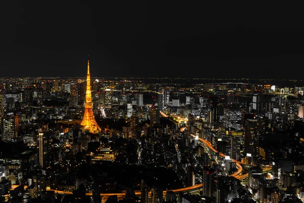 Αστικό Τοπίο Του Τόκιο Νύχτα Όπως Φαίνεται Από Την Κορυφή — Φωτογραφία Αρχείου