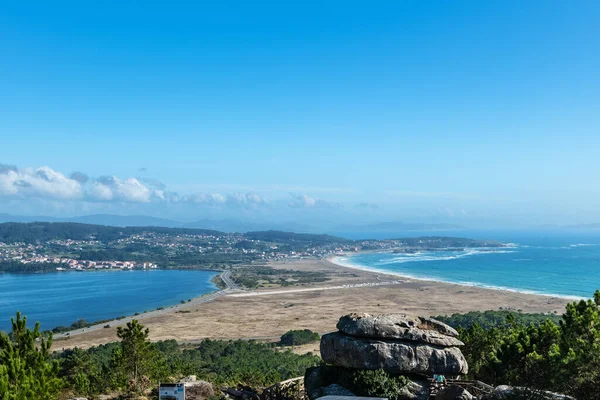 Légi Kilátás Strandok Kis Falvak Mentén Ria Pontevedra Spanyolországban Cies — Stock Fotó