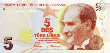 5 liralık banknot.