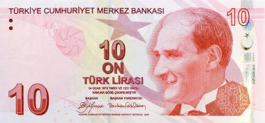 Ön tarafta 10 lira banknot