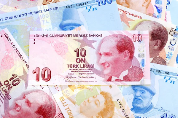 Fondo Dinero Billetes Turcos —  Fotos de Stock