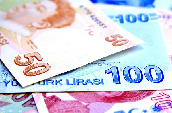 Money Background Turkish Banknotes — Stock Photo, Image