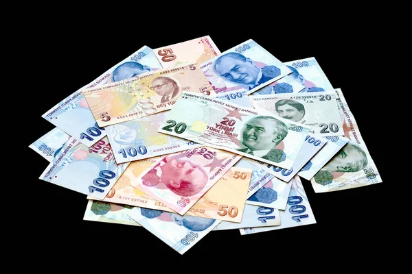 Купа Банкнот Турецькі Гроші — стокове фото