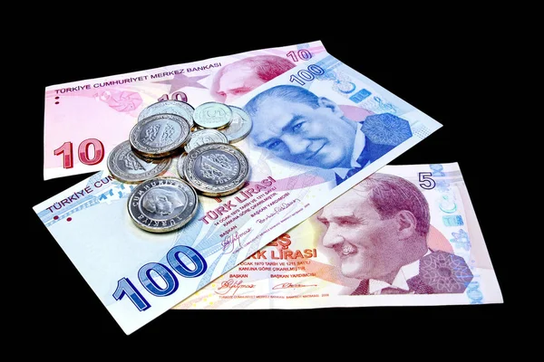 Гроші Чорному Турецькими Банкнотами — стокове фото