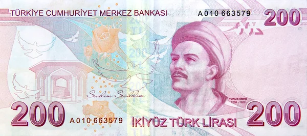 200 Lira Banknote Back Side Стокове Фото