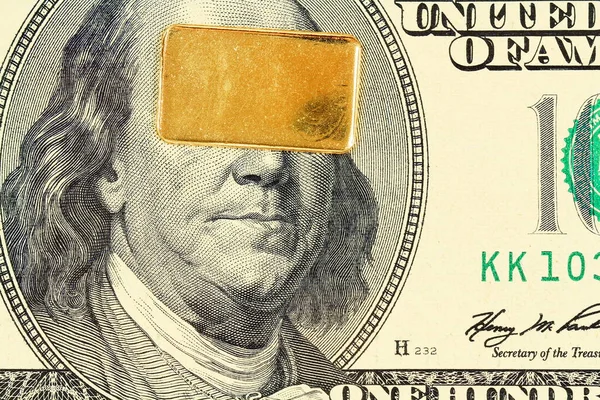 Χρυσή Ράβδος Χαρτονομίσματα Των 100 Δολαρίων — Φωτογραφία Αρχείου
