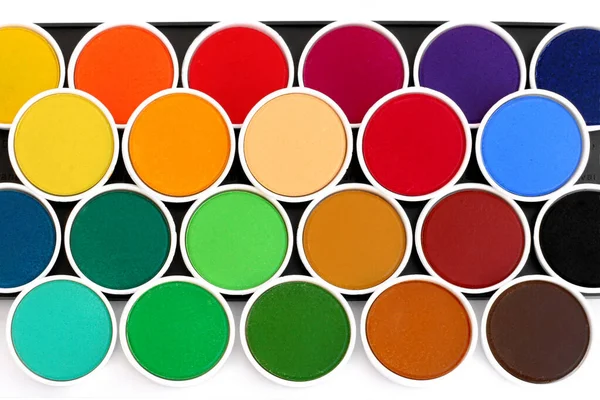 Aquarelas Multicoloridas Close — Fotografia de Stock