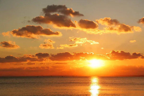 Bright Sunset Sea Beautiful Clouds Wallpaper — Stock Photo, Image