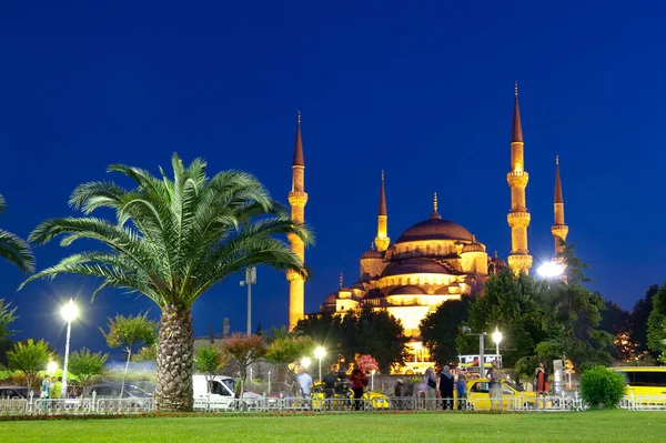 Mesquita Azul Noite Junho 2009 Istambul Mesquita Construída Para Rivalizar — Fotografia de Stock