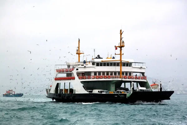 Istanbul City Ferry Boats Fog — Stock Photo, Image