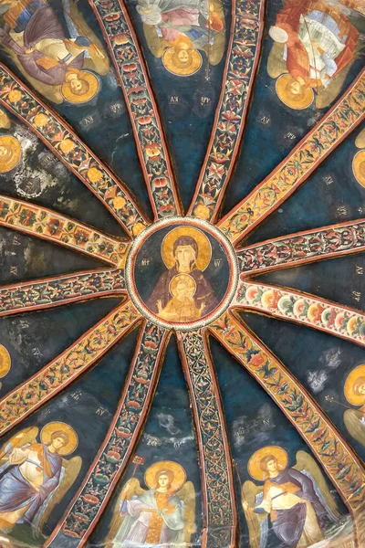 Dettaglio Del Soffitto Della Chiesa Nell Antico Monastero Ortodosso Chora — Foto Stock