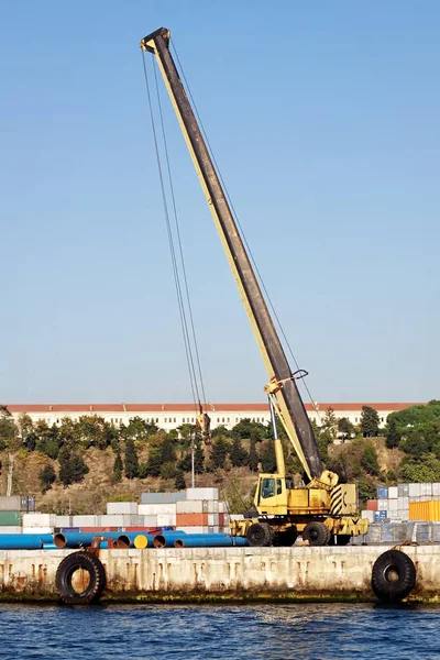 Grue Mobile Travail Dans Port Maritime — Photo