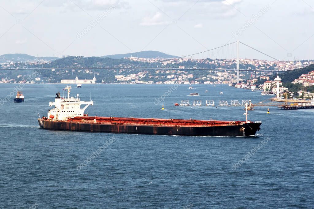 Tanker ship moving on Bosporus