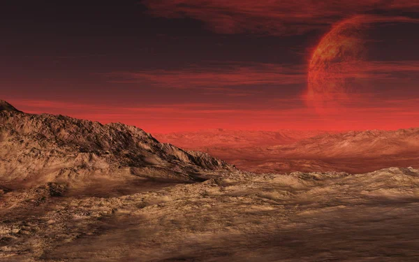 Αυτή Εικόνα Δείχνει Ένα Έρημο Κοιλάδα Μια Καυτή Planet — Φωτογραφία Αρχείου