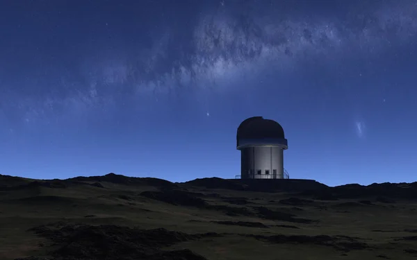 Dieses Bild Zeigt Ein Observatorium Mit Milchstraße lizenzfreie Stockfotos