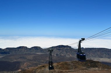 Teleferik Teide Yanardağı, Tenerife, Kanarya Adaları tepesine tırmanma