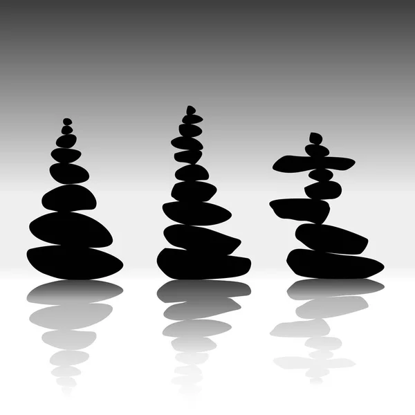 Zen Stones Vyrovnaný Klid Černé Oblázky Izolované Stíny — Stockový vektor