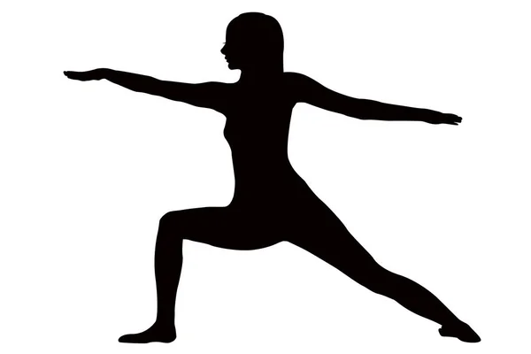 妇女练习瑜伽 Virabhadrasana — 图库矢量图片