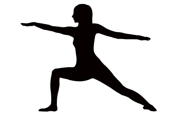 Mulher Praticando Ioga Virabhadrasana Pose —  Vetores de Stock