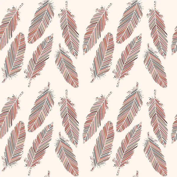 Birds Feathers Colored Lines Seamless Pattern — Stock Vector