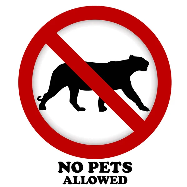 Förbud Sällskapsdjur Tecken Illustration Med Silhuetten Panther — Stock vektor