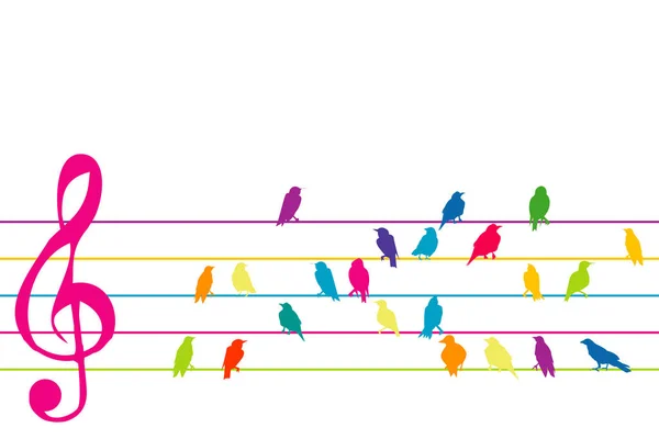 Abstrakte Bunte Notenständer Mit Vogelsilhouette — Stockvektor