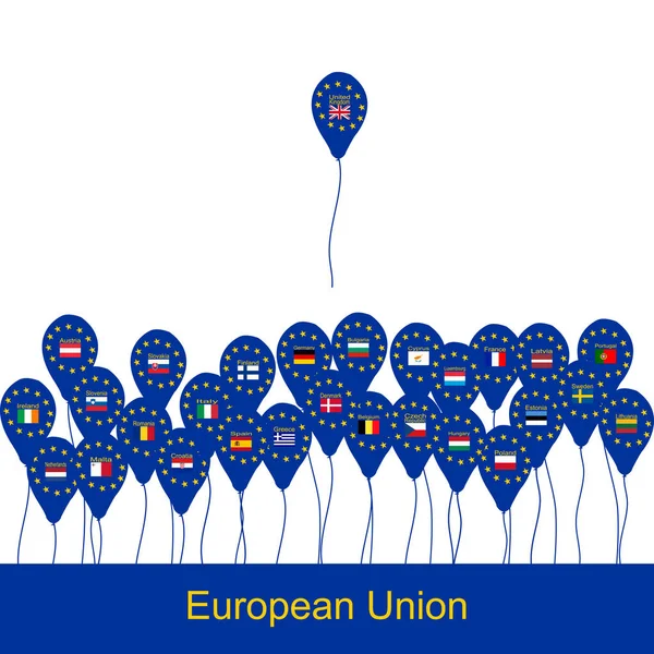 Conceito Brexit Com Balões Com Bandeiras União Europeia Reino Unido —  Vetores de Stock
