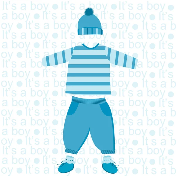 Ist Eine Boy Card Mit Baby Boy Kleidung Hut Bluse — Stockvektor