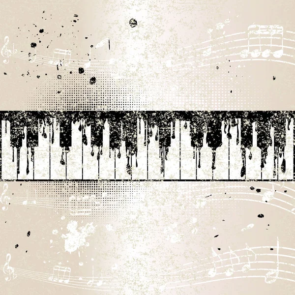 Grunge Tło Muzyczne Abstrakcyjnym Fortepianem — Wektor stockowy