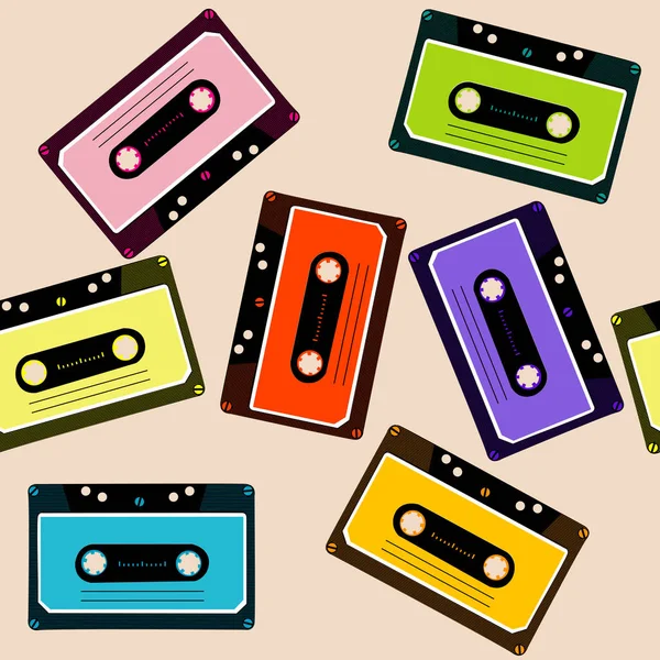 Retro Hintergrund Mit Audiokassetten — Stockvektor