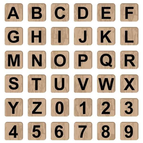 Bordspel Alfabet Letters Cijfers Witte Achtergrond — Stockvector