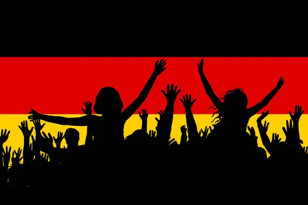 People Silhouettes Celebrating Germany National Day — Stock Vector