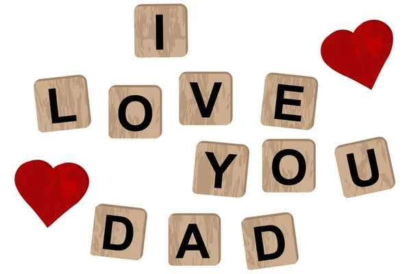 Wooden Blocks Spelling Inscription Love You Dad — Stock Vector