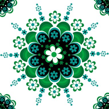 Seramik, porselen ve Çin tarzı dizaynlar için yeşil çiçekli süslemeler.