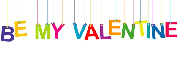 Valentine Banner Colorido Con Letras Colgantes — Vector de stock
