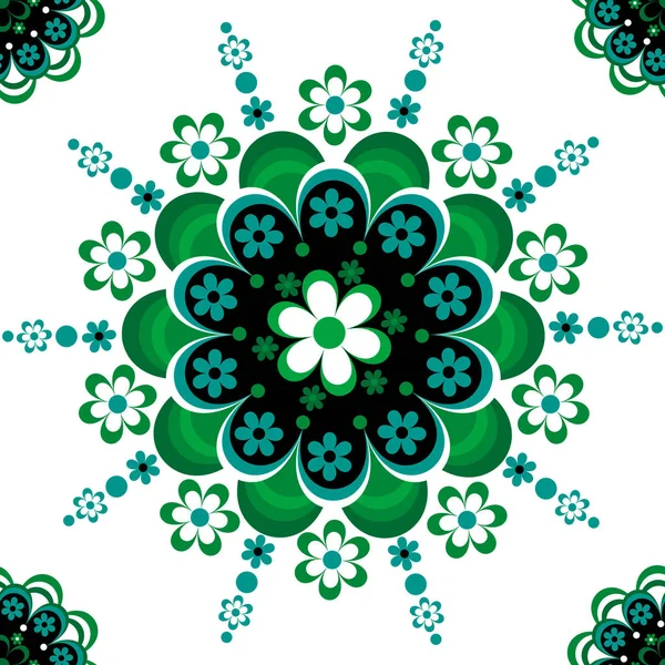 Ornamento Floral Verde Patrón Sin Costuras Para Cerámica Porcelana Diseño — Vector de stock
