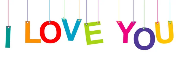 Love You Banner Hanging Color Letter — ストックベクタ