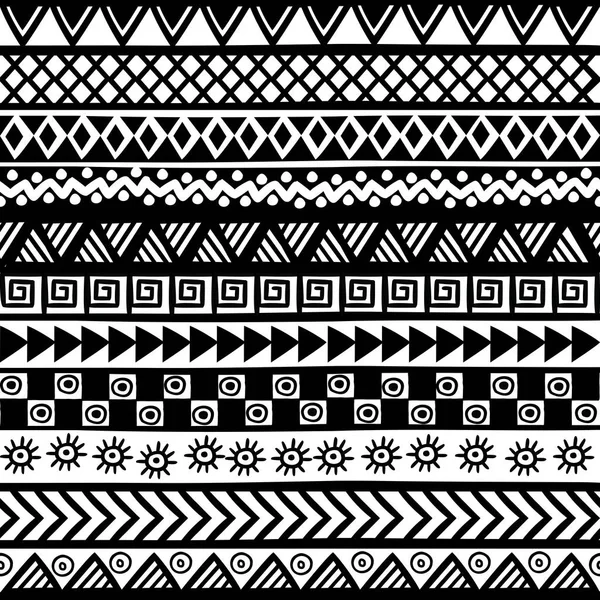 Motifs Tribaux Géométriques Noirs Blancs — Image vectorielle