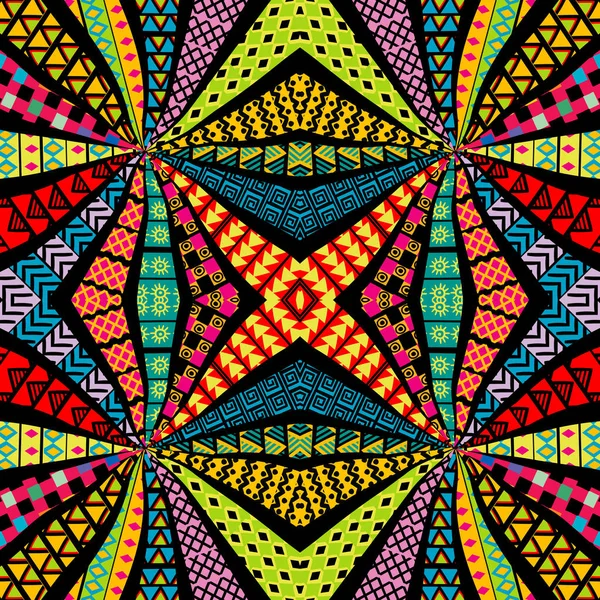 Ethnische Motive Kaleidoskopmuster Patchwork Stil — Stockvektor