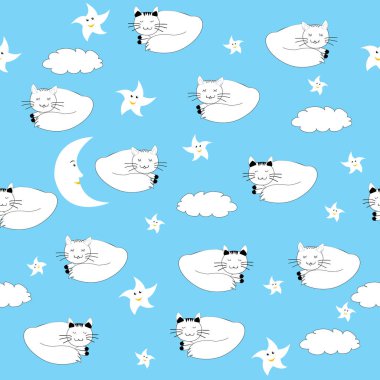 Sorunsuz geçmiş çocuklar için uyku karikatür kedi